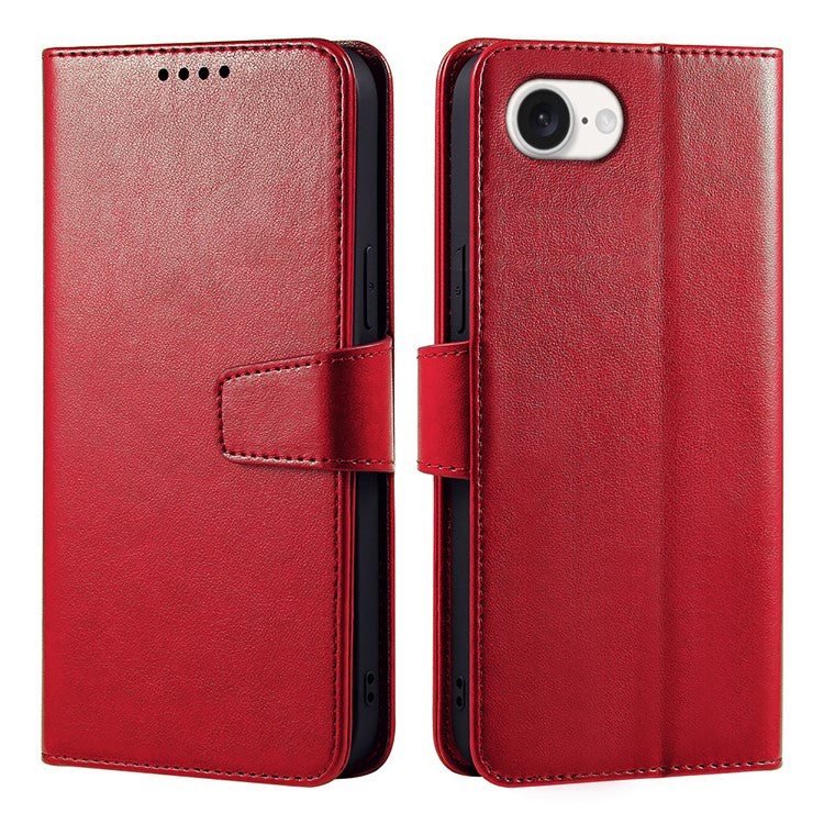 For iPhone 16e Case Stand Card Holder Wallet Leather Phone Cover - Red