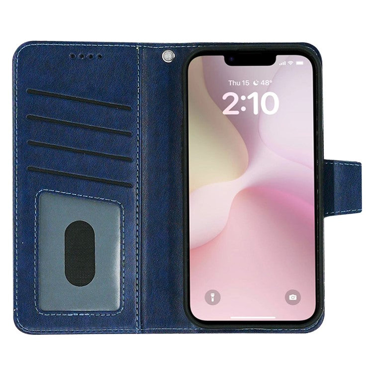 For iPhone 16e Case Stand Card Holder Wallet Leather Phone Cover - Blue
