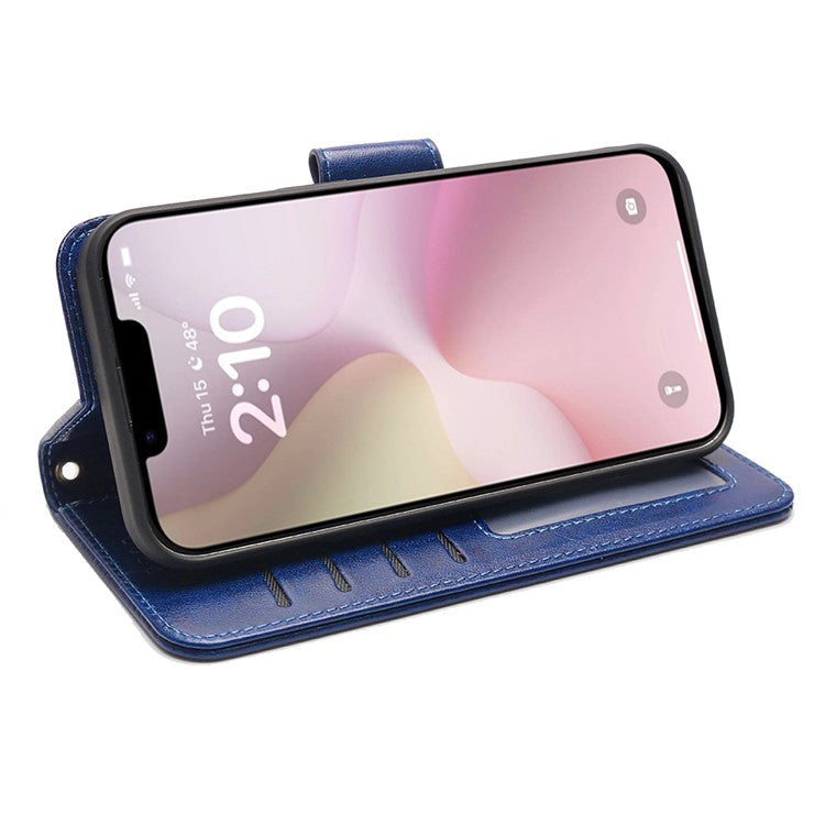 For iPhone 16e Case Stand Card Holder Wallet Leather Phone Cover - Blue