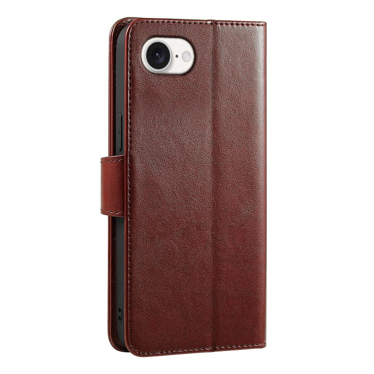 For iPhone 16e Case Stand Card Holder Wallet Leather Phone Cover - Brown