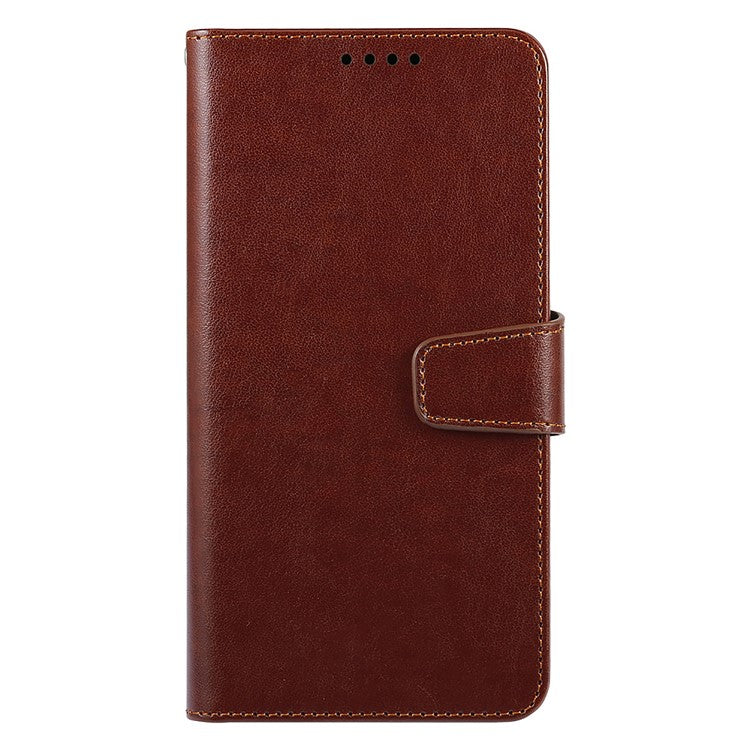 For iPhone 16e Case Stand Card Holder Wallet Leather Phone Cover - Brown