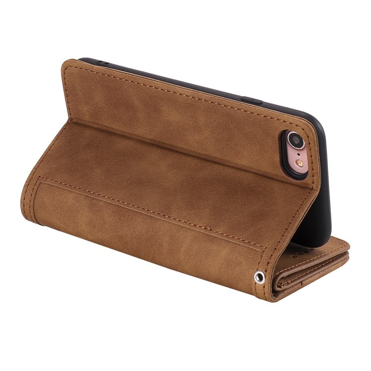 For iPhone 16e Case PU Leather Phone Cover with Zipper Wallet 9 Card Slots - Brown