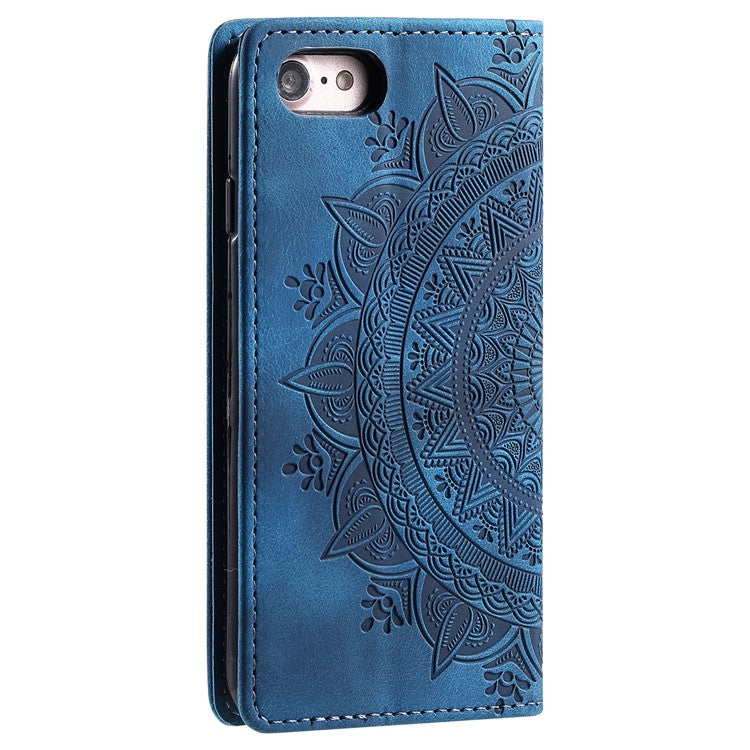 Style-010 For iPhone 16e Case Magnetic Closing Leather Phone Cover Pattern Imprinted - Blue