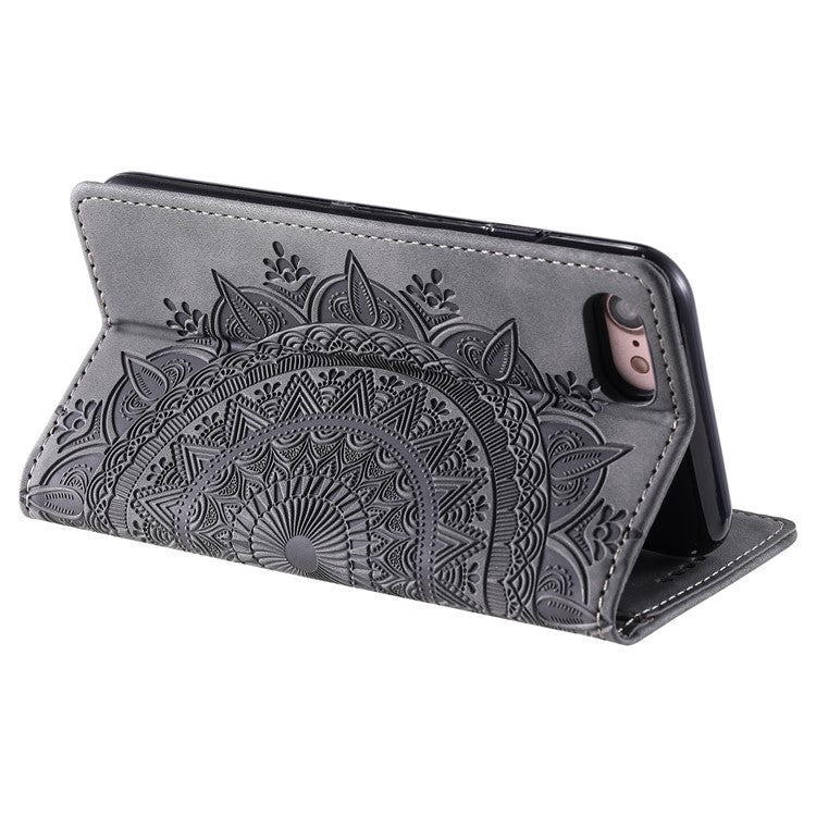 Style-010 For iPhone 16e Case Magnetic Closing Leather Phone Cover Pattern Imprinted - Grey