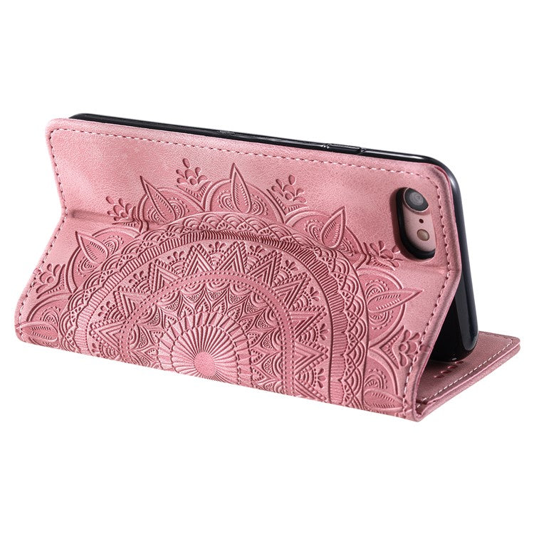 Style-010 For iPhone 16e Case Magnetic Closing Leather Phone Cover Pattern Imprinted - Rose Gold