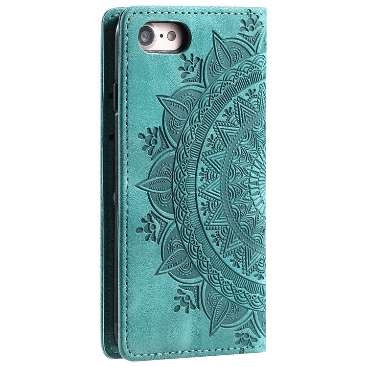 Style-010 For iPhone 16e Case Magnetic Closing Leather Phone Cover Pattern Imprinted - Mint Green