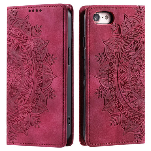 Style-010 For iPhone 16e Case Magnetic Closing Leather Phone Cover Pattern Imprinted - Rose