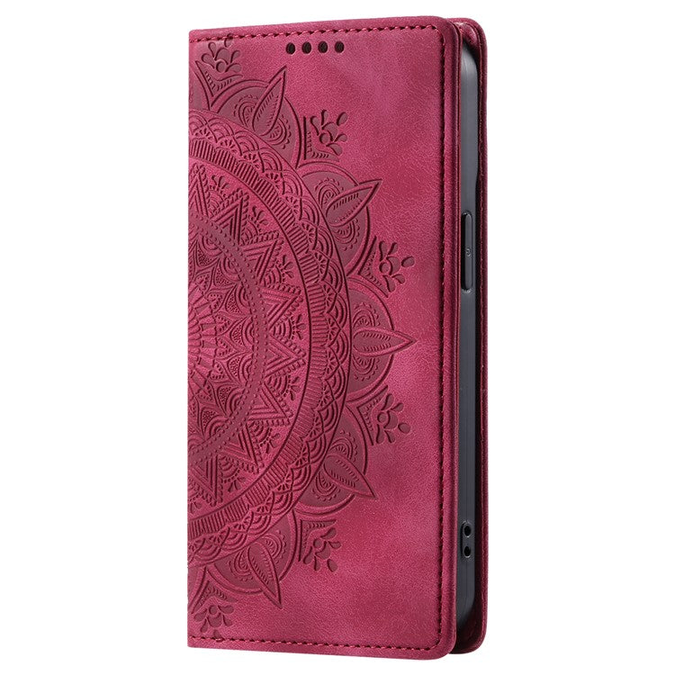 Style-010 For iPhone 16e Case Magnetic Closing Leather Phone Cover Pattern Imprinted - Rose