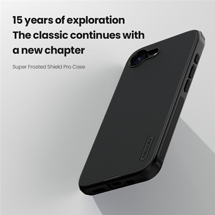 NILLKIN Frosted Shield Pro For iPhone 16e Case Matte PC + TPU Phone Cover - Black