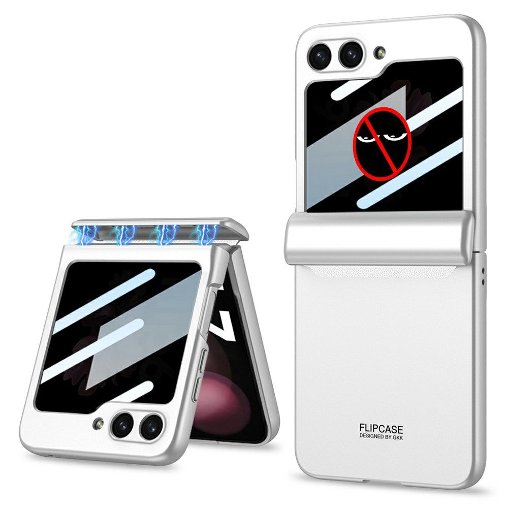 GKK 10691 For Samsung Galaxy Z Flip7 FE 5G / Z Flip6 5G Case with Privacy Screen Film Magnetic Hinge Protection Phone Cover - Silver