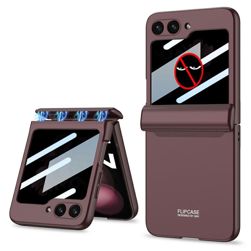 GKK 10691 For Samsung Galaxy Z Flip7 FE 5G / Z Flip6 5G Case with Privacy Screen Film Magnetic Hinge Protection Phone Cover - Wine Red