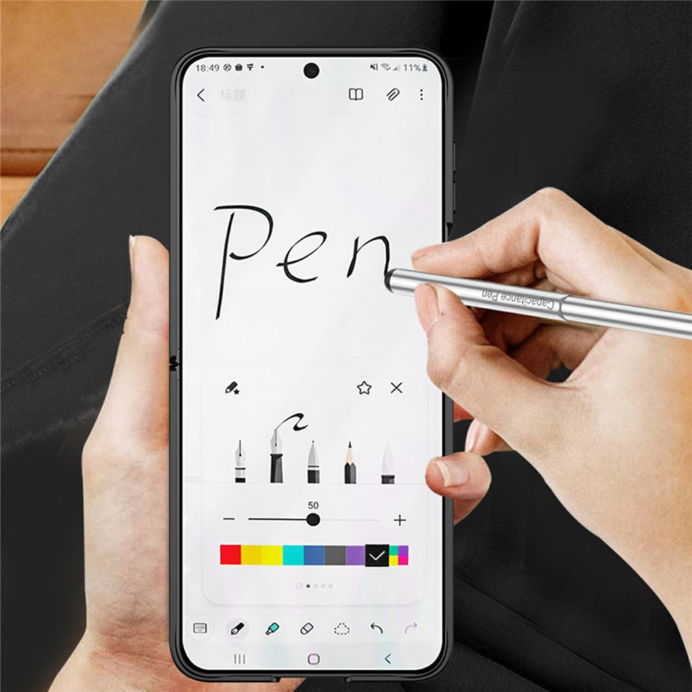 GKK 10803 For Samsung Galaxy Z Flip7 FE 5G / Z Flip6 5G Case with Stylus Magnetic Hinge Phone Cover Built In Screen Film - Matcha Green