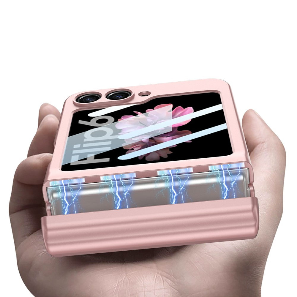 GKK 10803 For Samsung Galaxy Z Flip7 FE 5G / Z Flip6 5G Case with Stylus Magnetic Hinge Phone Cover Built In Screen Film - Silver