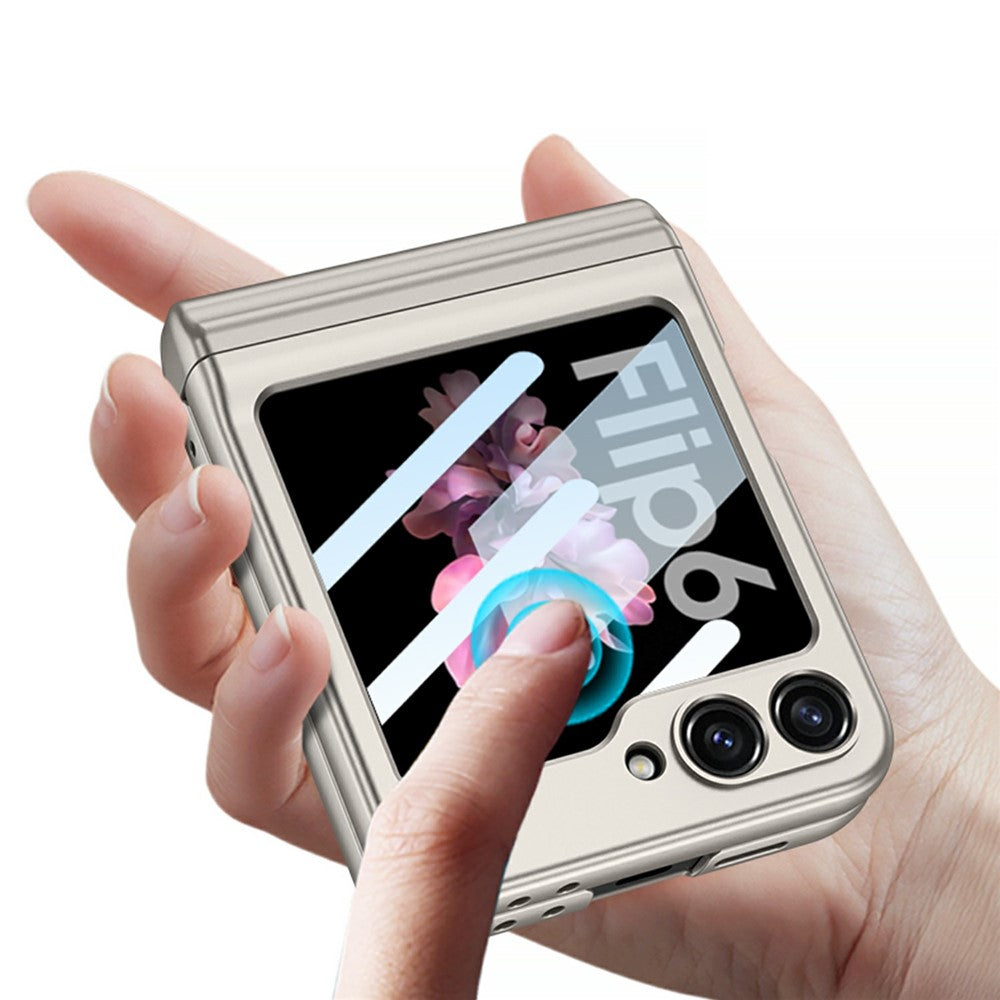 GKK 10803 For Samsung Galaxy Z Flip7 FE 5G / Z Flip6 5G Case with Stylus Magnetic Hinge Phone Cover Built In Screen Film - Silver