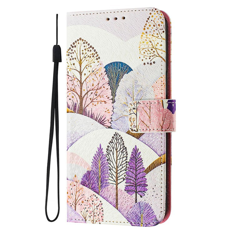 ENKAY Hat-Prince For iPhone 16e Leather Case Pattern Printing Card Slot Stand Phone Cover with Lanyard - Landscape