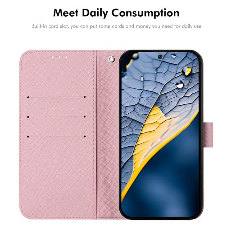 ENKAY Hat-Prince For iPhone 16e Leather Case Pattern Printing Card Slot Stand Phone Cover with Lanyard - Ocean Marble