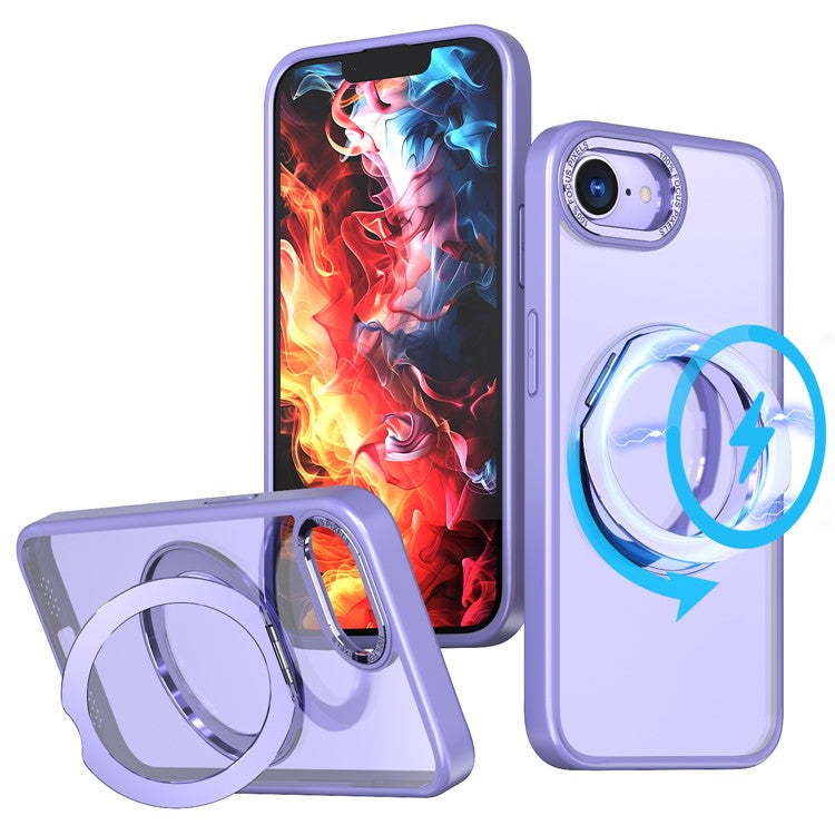 For iPhone 16e Case Compatible with MagSafe TPU + Acrylic Kickstand Phone Cover - Light Purple