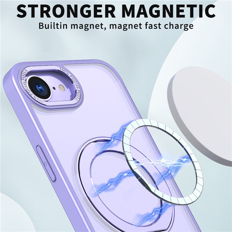For iPhone 16e Case Compatible with MagSafe TPU + Acrylic Kickstand Phone Cover - Light Purple