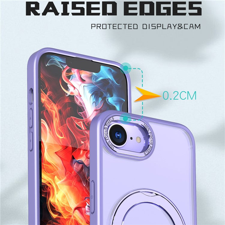 For iPhone 16e Case Compatible with MagSafe TPU + Acrylic Kickstand Phone Cover - Light Purple