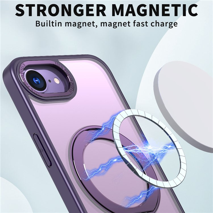 For iPhone 16e Case Compatible with MagSafe TPU + Acrylic Kickstand Phone Cover - Purple