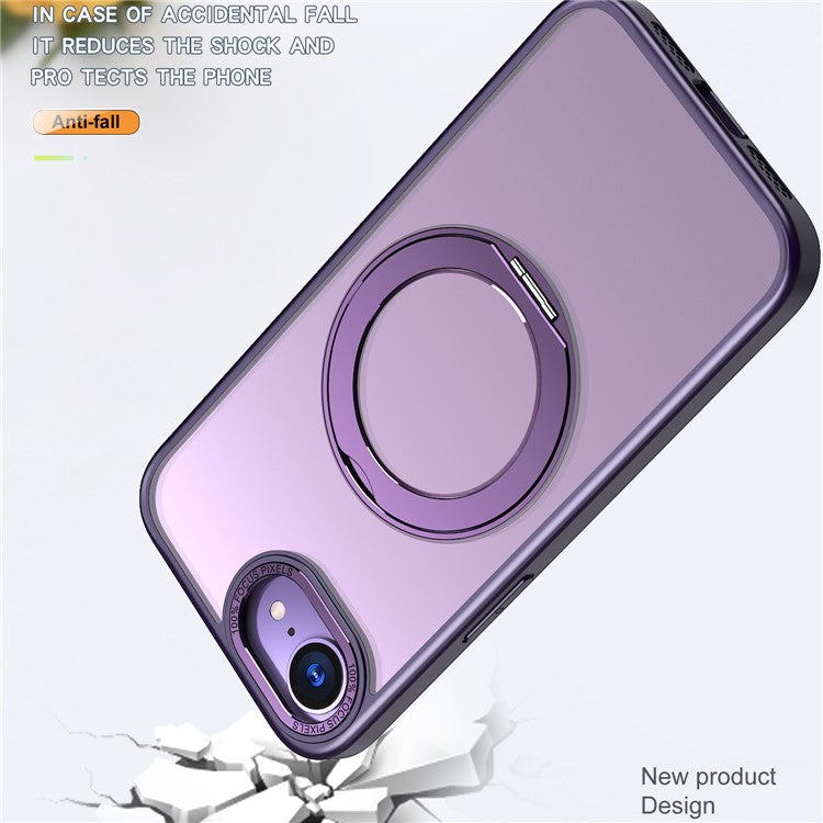 For iPhone 16e Case Compatible with MagSafe TPU + Acrylic Kickstand Phone Cover - Purple