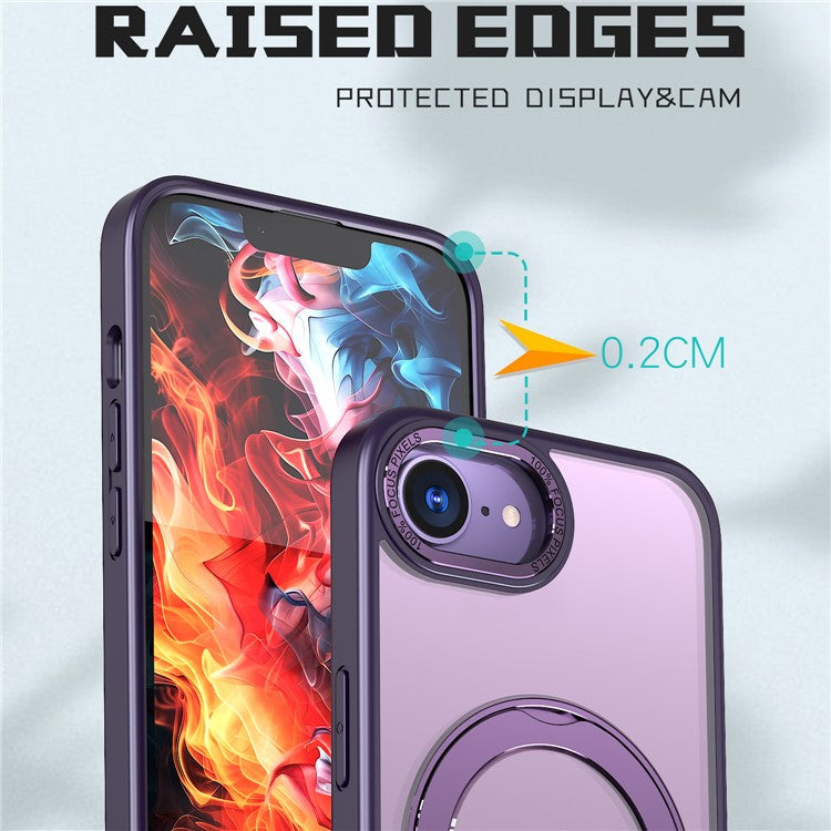 For iPhone 16e Case Compatible with MagSafe TPU + Acrylic Kickstand Phone Cover - Purple