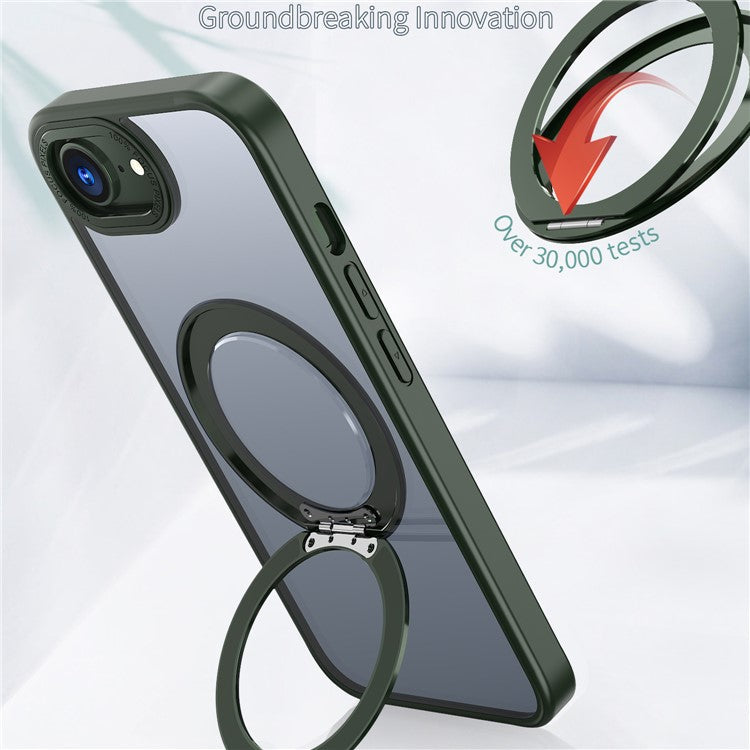 For iPhone 16e Case Compatible with MagSafe TPU + Acrylic Kickstand Phone Cover - Blackish Green