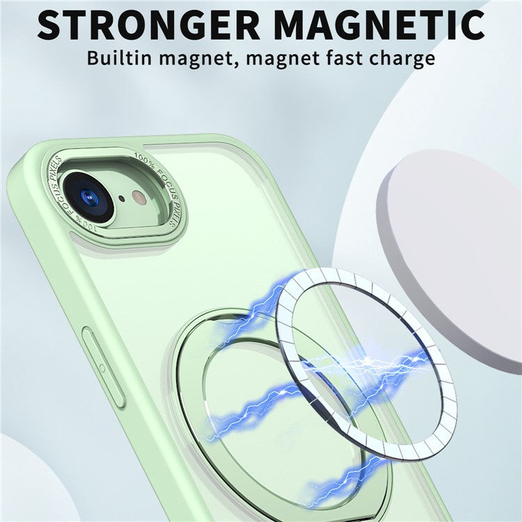 For iPhone 16e Case Compatible with MagSafe TPU + Acrylic Kickstand Phone Cover - Green