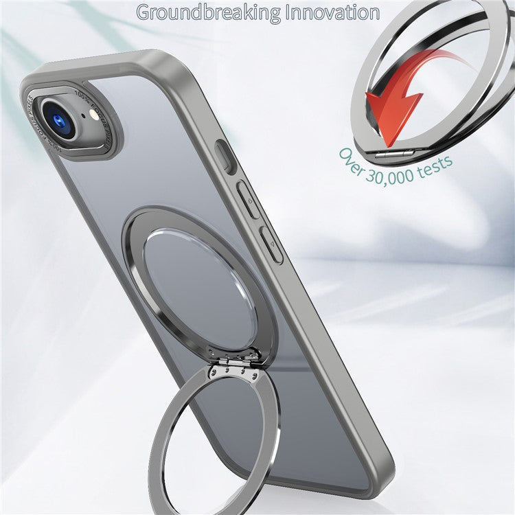 For iPhone 16e Case Compatible with MagSafe TPU + Acrylic Kickstand Phone Cover - Titanium Grey