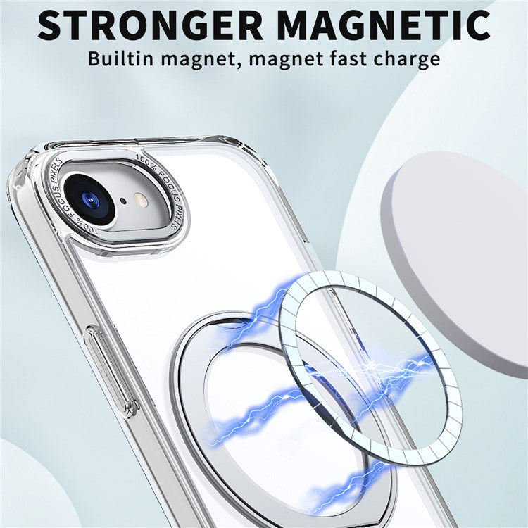 For iPhone 16e Case Compatible with MagSafe TPU + Acrylic Kickstand Phone Cover - Transparent