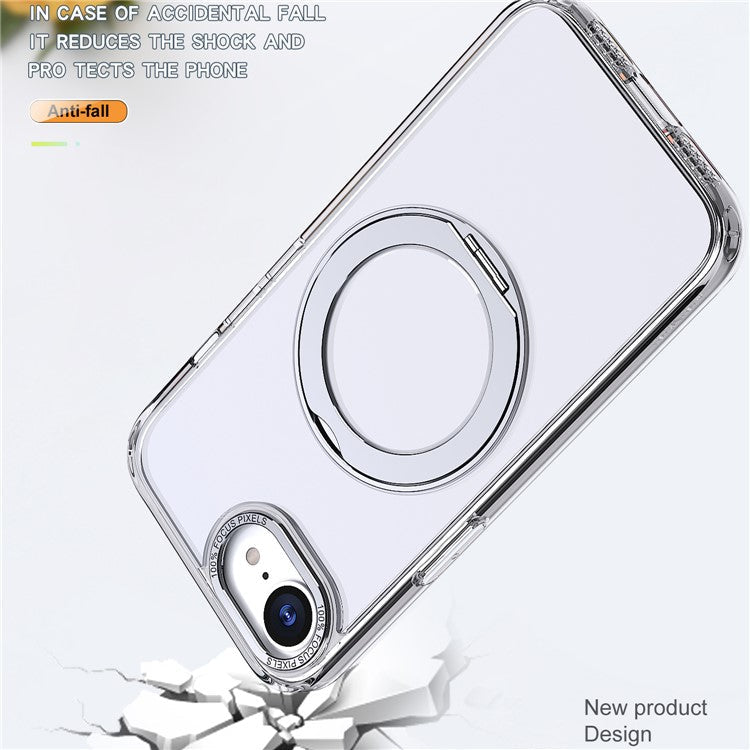 For iPhone 16e Case Compatible with MagSafe TPU + Acrylic Kickstand Phone Cover - Transparent