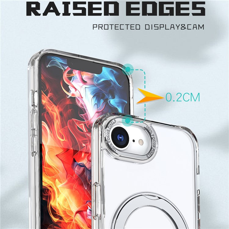 For iPhone 16e Case Compatible with MagSafe TPU + Acrylic Kickstand Phone Cover - Transparent