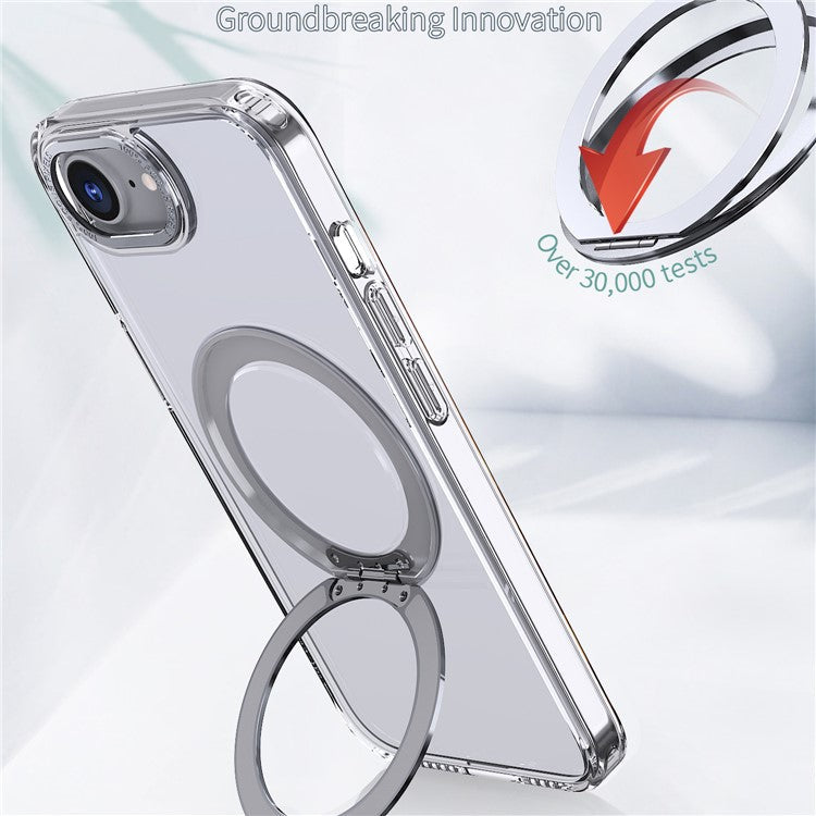 For iPhone 16e Case Compatible with MagSafe TPU + Acrylic Kickstand Phone Cover - Transparent