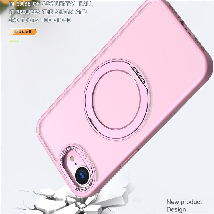 For iPhone 16e Case Compatible with MagSafe TPU + Acrylic Kickstand Phone Cover - Pink