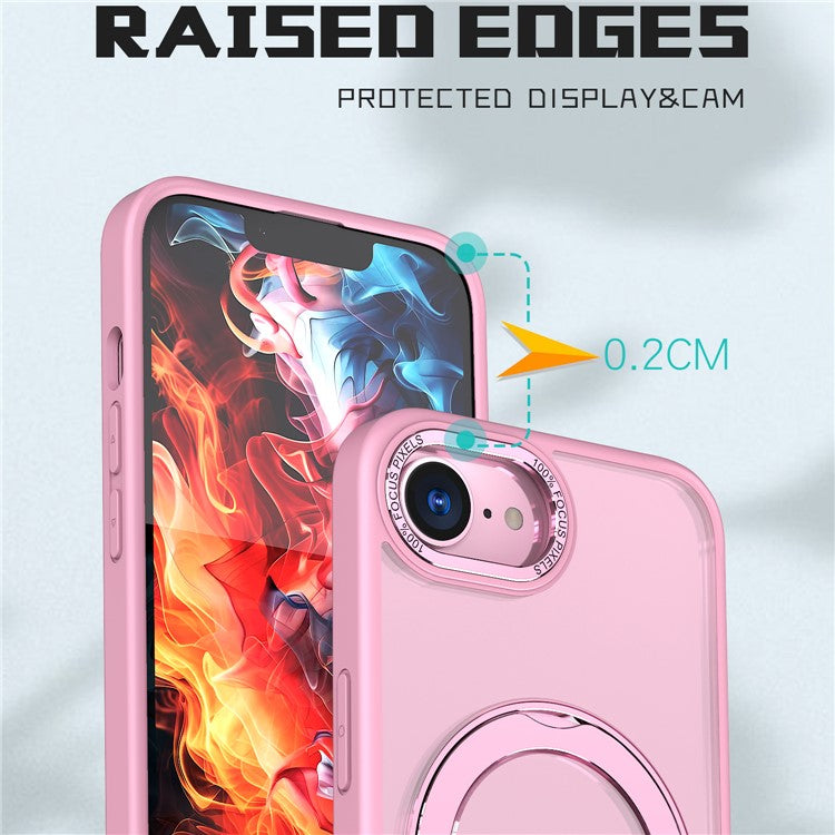 For iPhone 16e Case Compatible with MagSafe TPU + Acrylic Kickstand Phone Cover - Pink