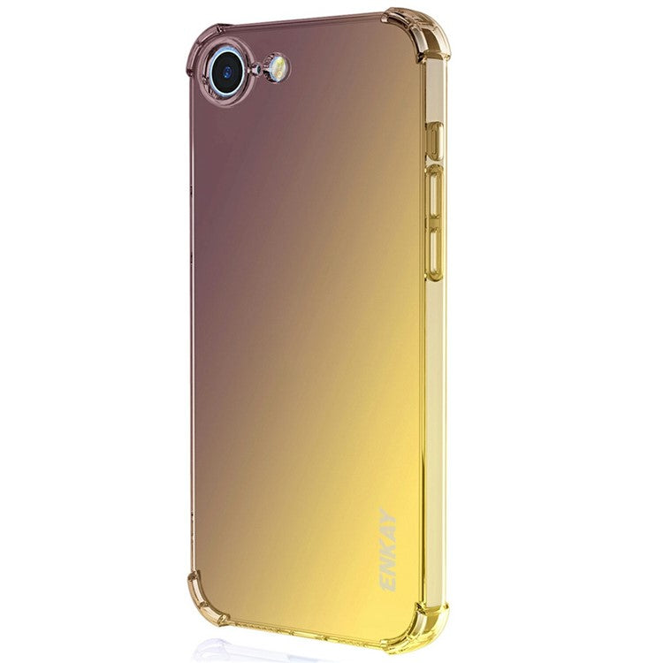 ENKAY For iPhone 16e Case Gradient Series Thickened Four Corner Anti-Drop TPU Phone Cover - Black  /  Gold