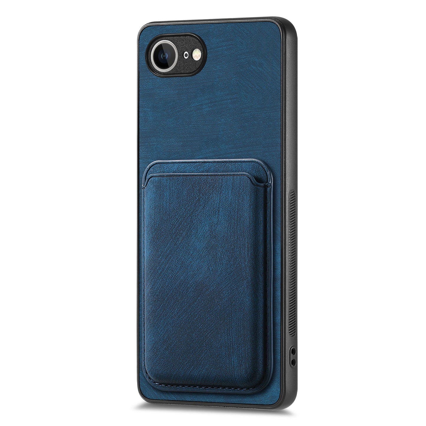 For iPhone 16e Case Retro Leather TPU Phone Back Cover with Detachable Card Slot - Blue