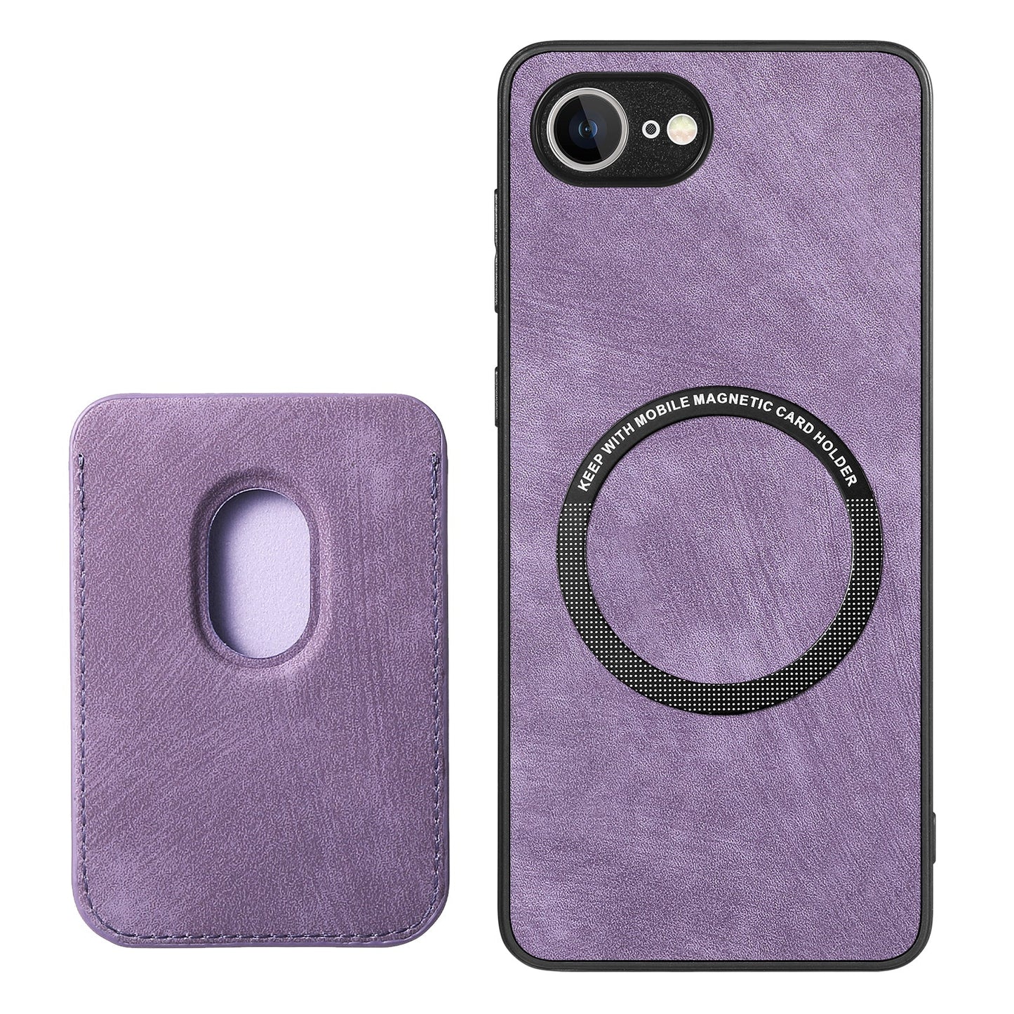 For iPhone 16e Case Retro Leather TPU Phone Back Cover with Detachable Card Slot - Purple