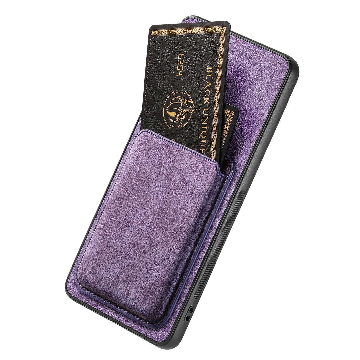 For iPhone 16e Case Retro Leather TPU Phone Back Cover with Detachable Card Slot - Purple