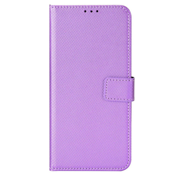 Diamond Texture Phone Cover For Honor 70 Lite 5G / X6 4G / Honor Play6C / X8 5G Scratch-resistant Phone Folio Flip Leather Wallet Case with Stand - Purple