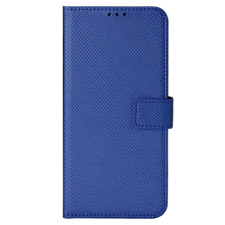 Diamond Texture Phone Cover For Honor 70 Lite 5G / X6 4G / Honor Play6C / X8 5G Scratch-resistant Phone Folio Flip Leather Wallet Case with Stand - Blue