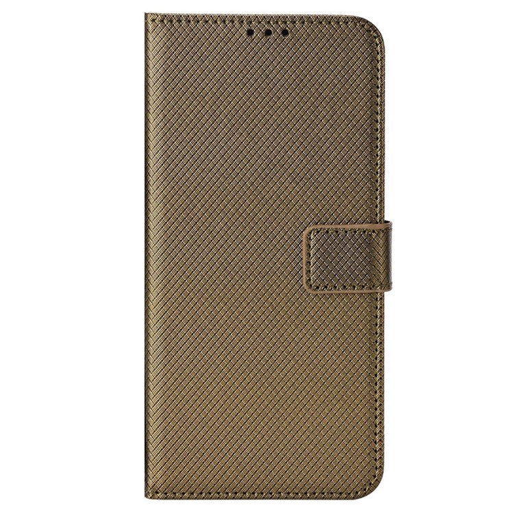 Diamond Texture Phone Cover For Honor 70 Lite 5G / X6 4G / Honor Play6C / X8 5G Scratch-resistant Phone Folio Flip Leather Wallet Case with Stand - Brown