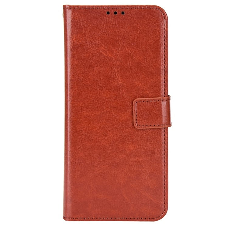 Phone Wallet Case For Honor 70 Lite 5G / X6 4G / Honor Play6C / X8 5G Crazy Horse Texture Magnetic Clasp PU Leather Stand Anti-scratch Cell Phone Cover - Brown