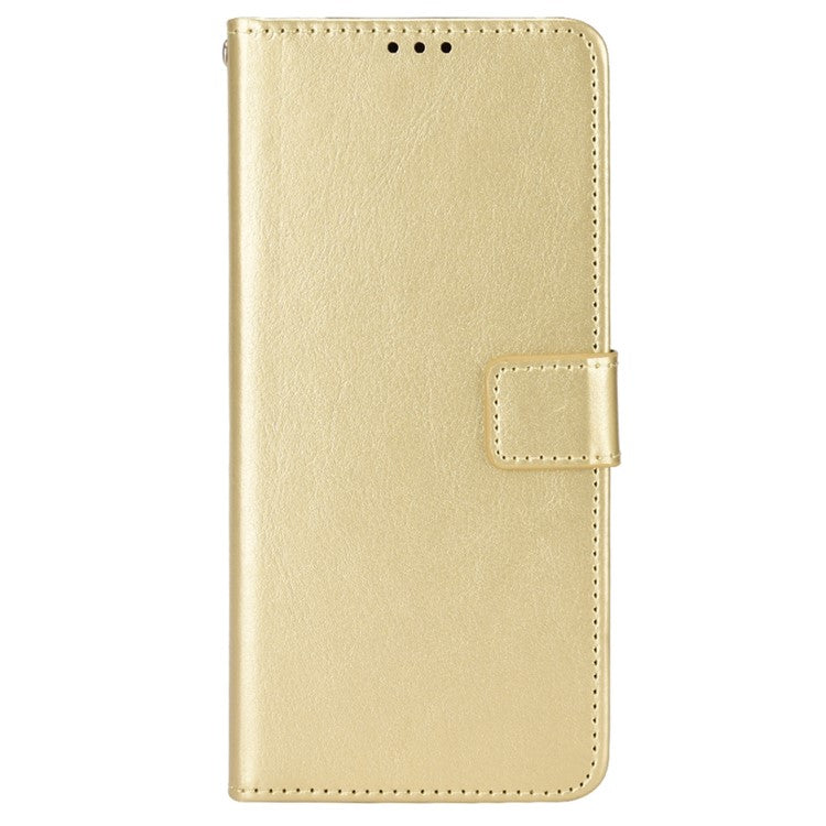 Phone Wallet Case For Honor 70 Lite 5G / X6 4G / Honor Play6C / X8 5G Crazy Horse Texture Magnetic Clasp PU Leather Stand Anti-scratch Cell Phone Cover - Gold