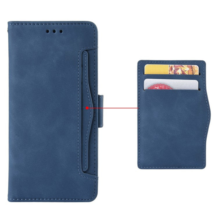 For Honor 70 Lite 5G / X6 4G / Honor Play6C / X8 5G Anti-drop PU Leather Folio Phone Case Stand Multiple Card Slots Magnetic Protective Flip Cell Phone Cover - Blue