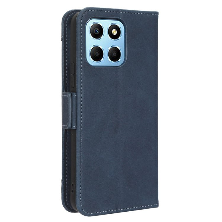 For Honor 70 Lite 5G / X6 4G / Honor Play6C / X8 5G Anti-drop PU Leather Folio Phone Case Stand Multiple Card Slots Magnetic Protective Flip Cell Phone Cover - Blue