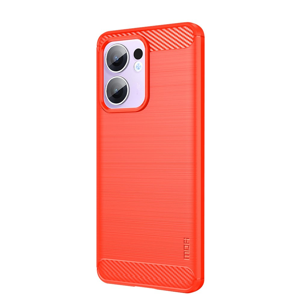 For Oppo Reno13 F 4G / Oppo Reno13 F 5G Back Cover MOFI Brushed Texture Carbon Fiber Soft TPU Case - Red