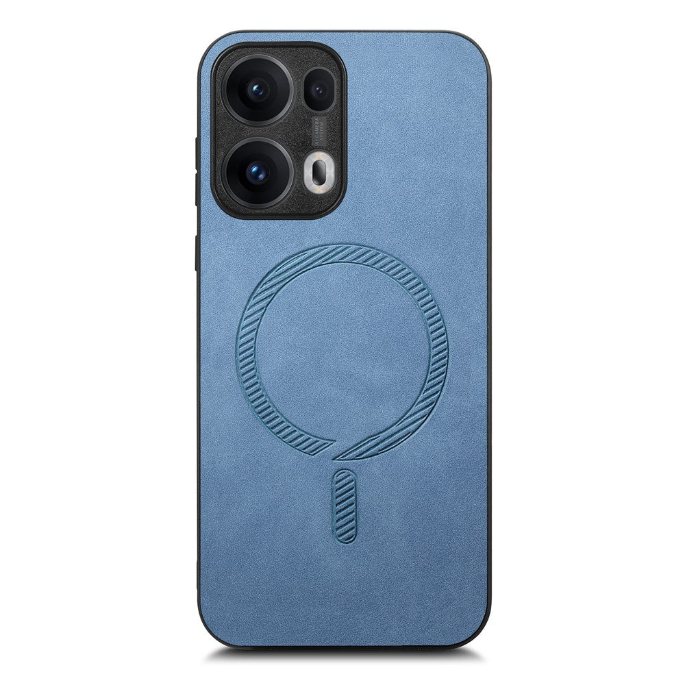For Oppo Reno13 Pro 5G Leather Back Case Compatible with MagSafe Skin-touch Phone Cover - Blue
