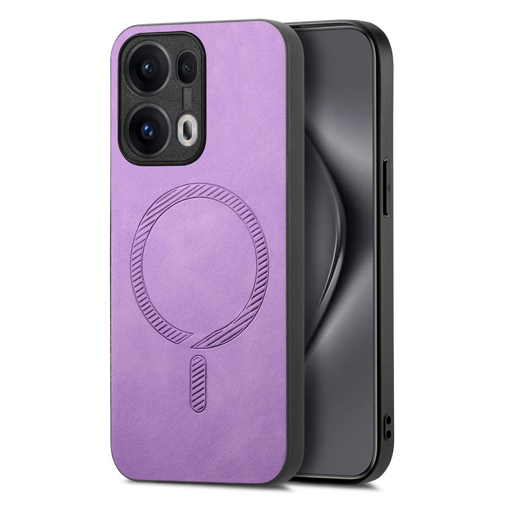 For Oppo Reno13 Pro 5G Leather Back Case Compatible with MagSafe Skin-touch Phone Cover - Purple