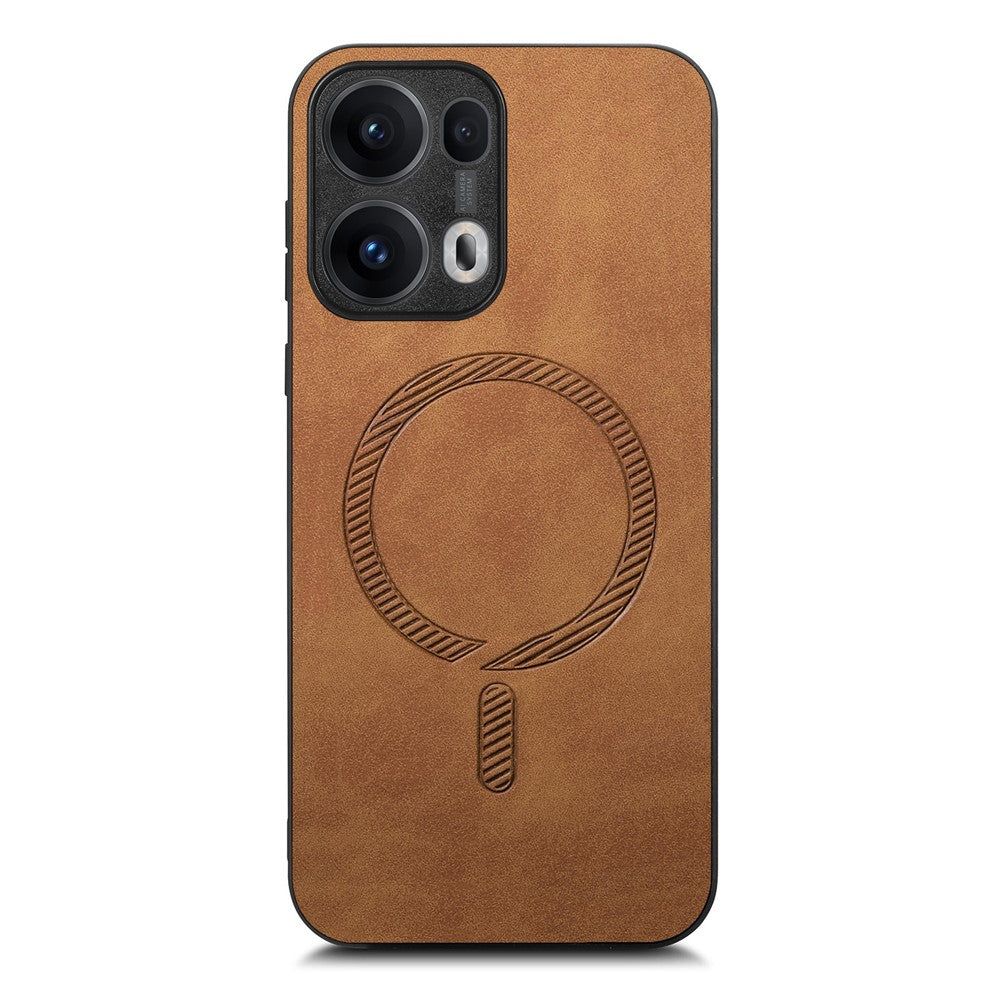 For Oppo Reno13 Pro 5G Leather Back Case Compatible with MagSafe Skin-touch Phone Cover - Brown